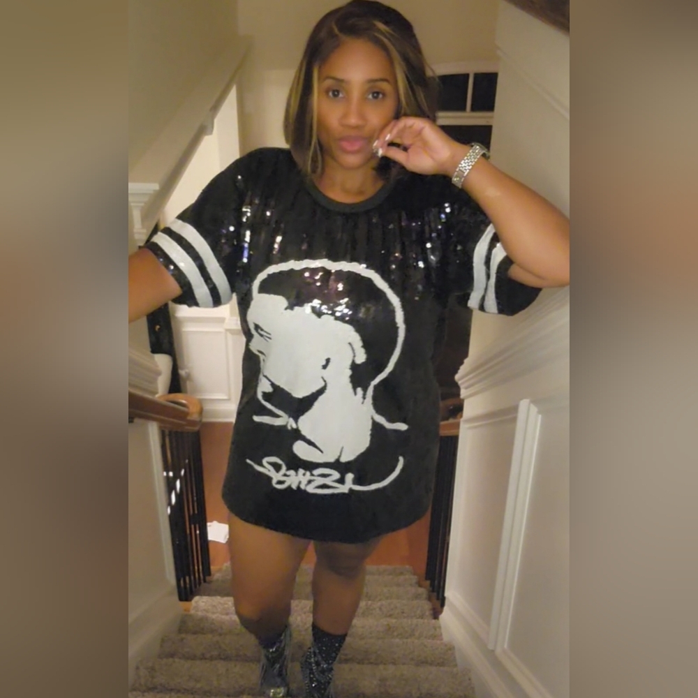 Usher Sequin Tshirt Dress